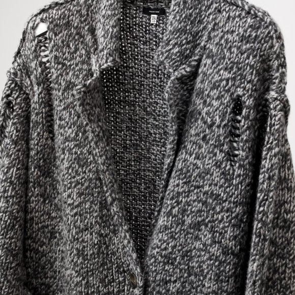 R13 AW/21 Grey Oversized Lapel Sweater Coat - Picture 4 of 14